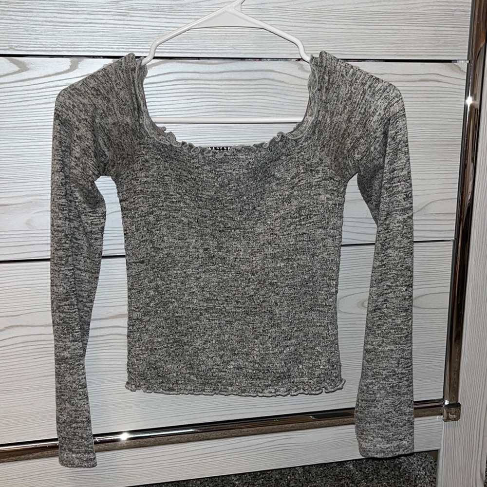 Grey off the shoulder crop top